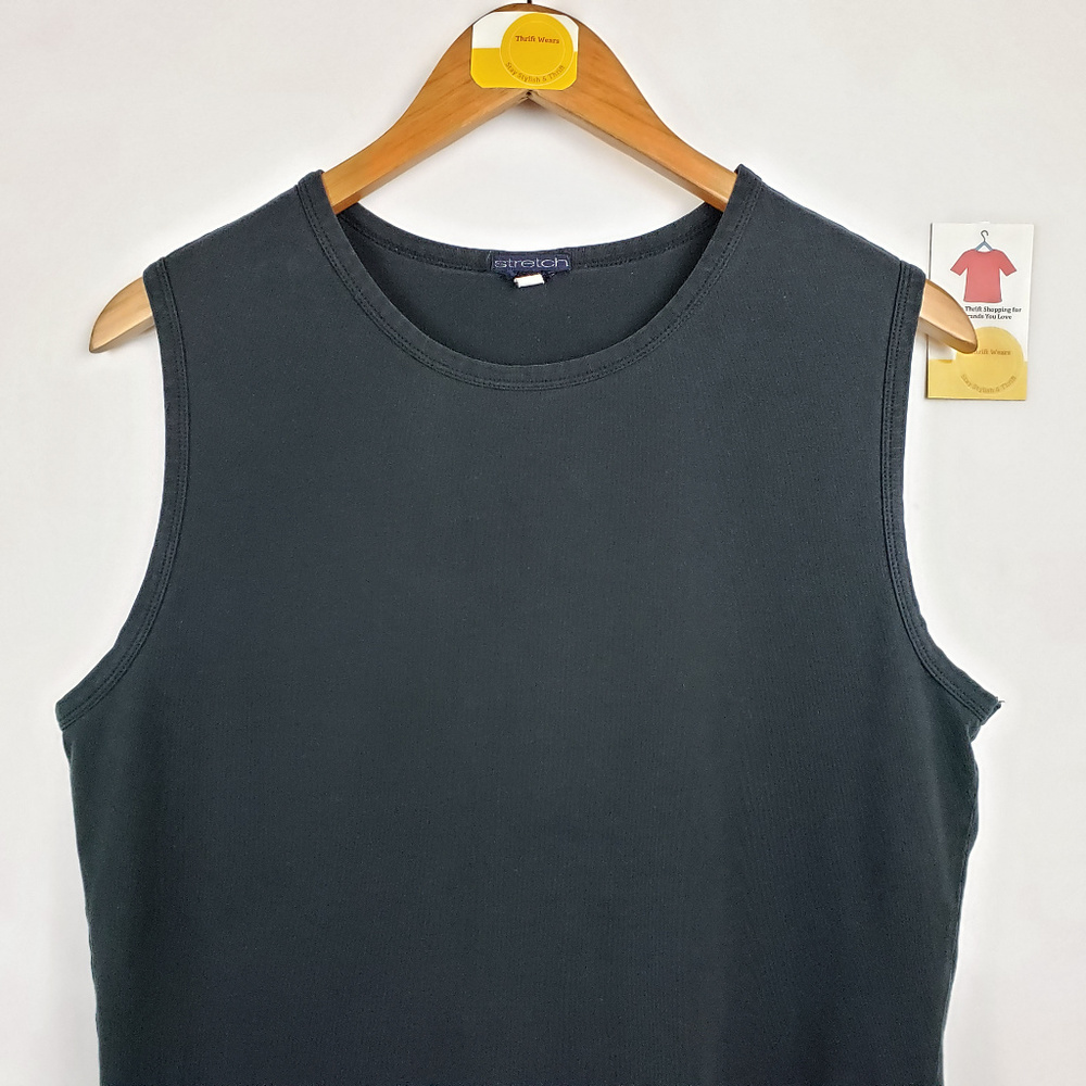 Womens Sleeveless Muscle T-Shirt Stretch Black - Picture 5 of 5